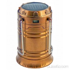 2pc Solar Rechargeable Tactical 3-in-1 Bright Collapsible LED Lantern, Flashlight, And USB Charging Station (Copper)